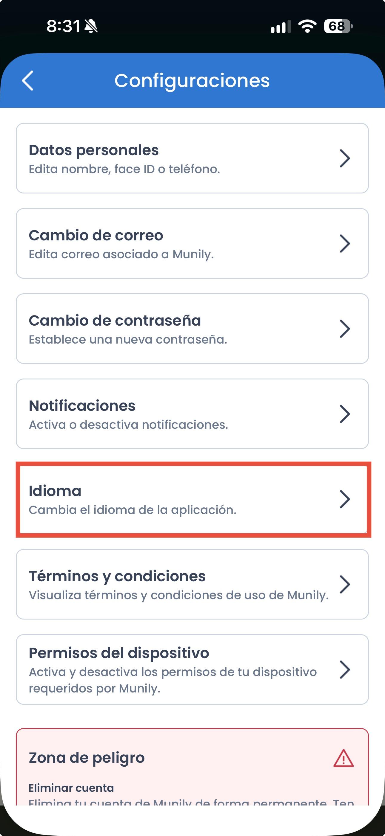 Captura 3 de 5 de la guía: Cómo cambiar el idioma de la app