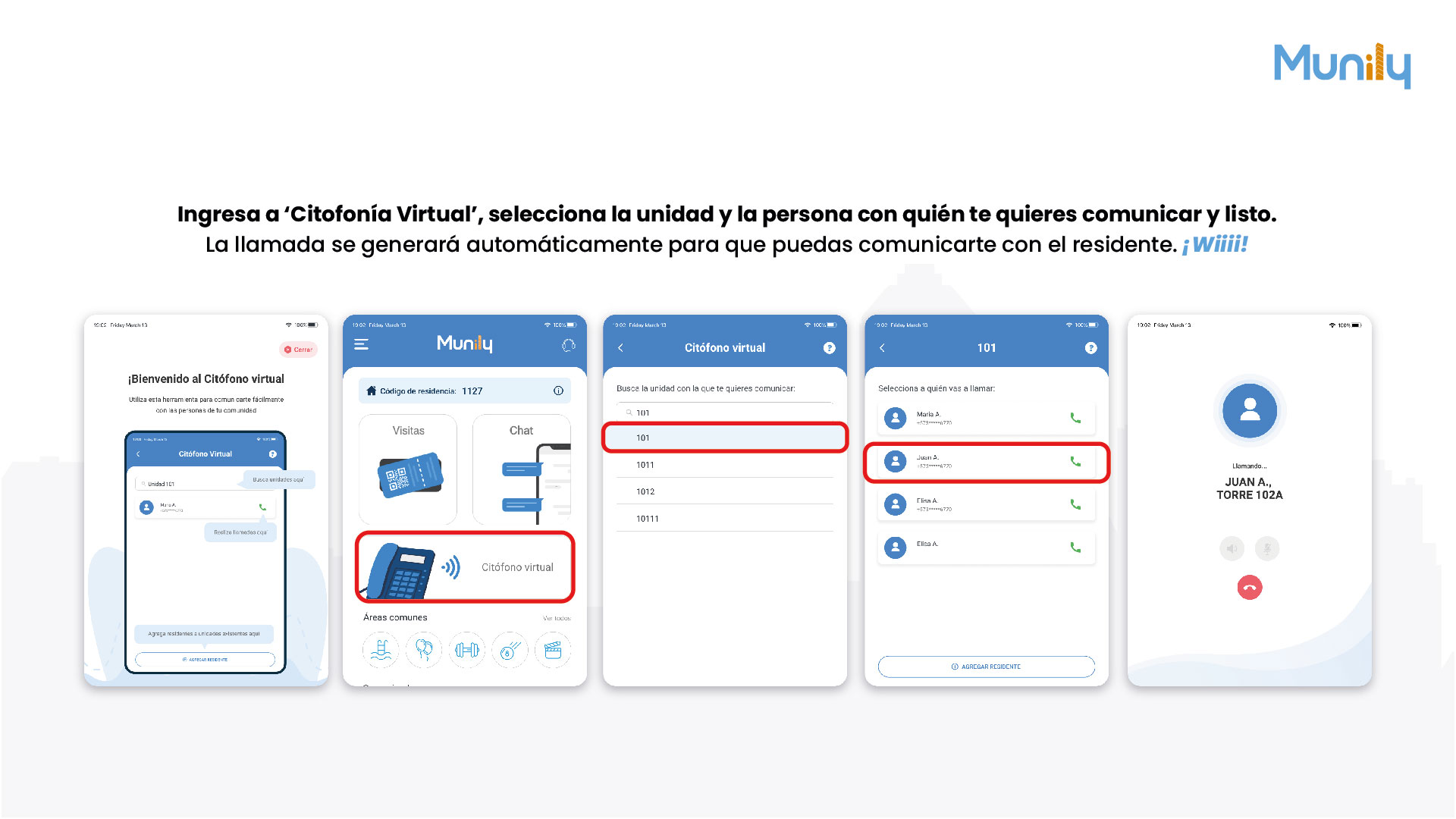 Screenshot from the guide: How do you contact a resident through the Virtu CitofonĂa? 📲